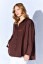 Brooch Detailed V-Neck Poplin Shirt - Brown |   Mks1610532-1 - 3