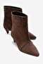 Amara Brown Suede Genuine Leather Women's Short Heeled Boots