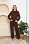 Brown Stripe Detailed Elastic Stretch Fabric Modal Set - 3