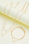 Heart Figured Pearl Detailed Double Layer Gold Women's Necklace and Bracelet Set (2-Piece Necklace + 2-Piece Bracelet) - 6