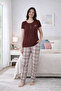 PREMIUM Women's Viscose High-Quality Plaid Short Sleeve Summer Pajama Set - 3