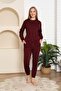 Burgundy Crew Neck Elasticized Set