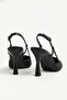 Sarim Black Sequin Patterned Pointed Toe Heeled Shoes with Open Sides (9 cm Heel) - 3