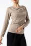 Stoned Sandy Degaje Collar Side Gathered Blouse – Long Sleeve Stylish Casual Combination - 2