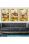 Gold Mountain and Birds 3 Piece Gold Plexiglass Mirrored Painting