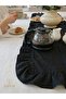 Natural Look Special Design Ruffled Linen Runner Black Prestige Series (Black) - 4