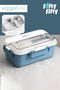 Single Layer Double Compartment Bento Lunch Box New Generation Lunch Box for Office-School Stainless Steel 58