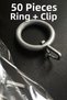 50 Pcs Gray Rustic Curtain Rings and Clips, Rustic Rings and Hooks