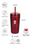 Red Metal Stainless Steel Thermos with Straw 520 ml with Lid No:95