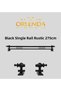 Black Wooden Head Aluminum Pipe Rustic Curtain Hanger Single Rail 275 Cm - 3