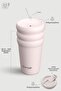 3 Bubble Two-Cap Straw Tumbler Steel Thermos 600 ml Soft Quartz St-248 - 7