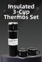 Stainless Steel 3-Cup Vacuum-Insulated Thermal Thermos Set, 500 mL – 12-Hour Heat Retention - 2