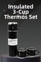 Stainless steel thermos set with 3 cups vacuum thermos set 500 ml up to 12 hours heat preservation