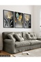 Abstract Art Gold Flower 3 Piece Wooden Framed Painting Act - 3