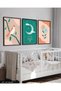 Minimalist Moon Flower and Bird 3 Piece Wooden Framed Painting Act - 2