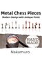 Mc34 Metal Chess Set |   Real Beech Wood Chess Board - 25X25Cm |   Antique Metal Stones - 4