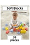 Soft Baby Blocks - 38 Piece Educational Le Go Set - Tooth-Friendly, Washable My First Blocks