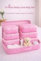 6 Piece Birth/Hospital Discharge Bag – Baby Care Pouch and Bag Set - Pink Spotted