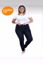 Women's Elastic Waist Jeans Leggings Pants / Recovery / Comfort Cutting / Large-Small-Size Navy