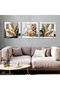 Leaves and Rose 3 Piece Silver Plexi Mirrored Framed Painting