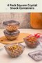 4 Pieces Square Crystal Anthracite Snack Bowl, Presentation Bowl, Breakfast Set F102 - 2