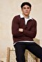 Kahverengi Yeni Oversize/Geniş Kesim Yakası Dokuma Polo Yaka Sweatshirt TMNAW26SW00012 - 2