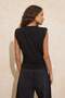 Siyah Fitted/Vücuda Oturan Kolsuz Büzgülü Pamuklu Esnek Örme Bluz TWOSS26BZ00203 - 4