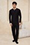 Black Regular Soft Waffle Knitted Pajama Set Tmnaw26Pt00070