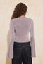 Stone Fitted/Fitted to the Body V-Neck Long Sleeve Tie Detail Buzzy Knitted Blouse Twoss26Bz00184 - 5