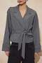 Gri Çizgili Premium Dokuma Crop Blazer Ceket TWOSS24BC00010 - 3