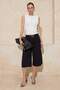 Ecru Plain Fitted Crew Neck Sleeveless Ruched Cropped Textured Knitted Blouse Twoss26Bz00198 - 2