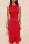 Kırmızı Bodycon Kolsuz Aksesuar Detaylı Midi İnterlok Örme Elbise TWOSS26EL00016 - 3
