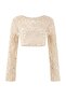 Ekru Premium Triko Ajurlu Crop Bisiklet Yaka Plaj Bluz TBESS26BZ00008 - 7