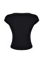 Wardrobe Essentials-Wardrope Essentials Black Fitted Short Sleeve Crop Stretchy Knitted Blouse Twoss26Bz00155 - 7