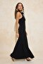 Siyah Halter Yaka Balık Maxi Örme Abiye & Mezuniyet Elbisesi TPRSS26AE00010 - 2