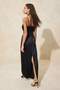 Siyah Kalp Yaka Slip Maxi Dokuma Saten Abiye & Mezuniyet Elbisesi TPRSS26AE00024 - 3
