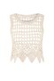 Ekru Premium Triko Ajurlu Crop Bisiklet Yaka Plaj Bluz TBESS26BZ00011 - 4