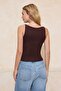 Kahverengi Askılı Fitted/Vücuda Oturan Esnek Örme Bluz TWOSS24BZ00535 - 4