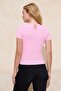 Pembe Fitted/Vücuda Oturan Kısa Kollu Aksesuar Detaylı Fitilli Esnek Örme Bluz TWOSS26BZ00092 - 3