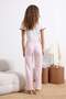 Beyaz-Pembe Pamuklu Ekoseli Kalpli Şerit Detaylı Örme Pijama Takımı THMSS26PT00063 - 4