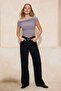 Stone Plain Fitted Carmen Collar Sleeveless Stretchy Knitted Blouse Twoss26Bz00082 - 2