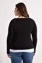 Black Stretch Fabric Combed Cotton Single Jersey Knitted Plus Size Blouse Tbbaw26Af00089 - 4