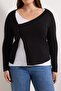 Black Stretch Fabric Combed Cotton Single Jersey Knitted Plus Size Blouse Tbbaw26Af00089 - 3