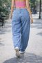 Women's Light Blue Skater Baggy High Waist Cotton Jean Trousers C615-Light-Blue - 6