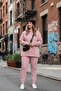 Women's Plus Size Cotton Fabric 2-Piece Tracksuit Set / Coral 22037 - 2