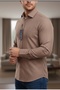 Long Sleeve Melange Fabric Slim Fit Men's Shirt - 2