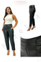 Plus Size Women's Leather-Look High Waist Pipe Leg Pants - 4
