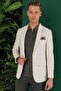 Slim Fit Mono Collar Linen Cotton Blend Stone Jacket C 636 - 5