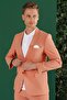 Slim Fit 100% Cotton Seersucker Fabric Coral Jacket C 647 - 2