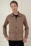 Comfort Fit Mono Collar Flap Pocket Stretchy Cotton Mink Suede Jacket C 699